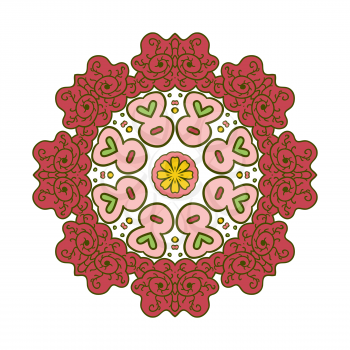 Floral lace motifs. Mandala. Zentangl relaxation. Hand drawn background.