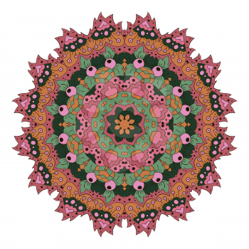Mandala. Zentangl round ornament. Relax. Meditation. Pink