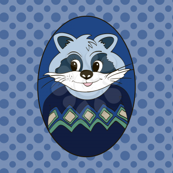 Raccoon in blue jersey. Picture for clothes, cards, children's books