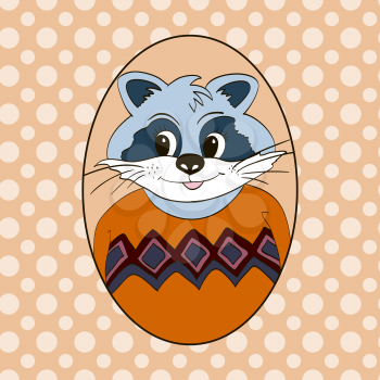 Raccoon in orange jersey. Picture for clothes, cards, children's books