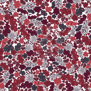 seamless pattern flower and leaf in wine-colored
