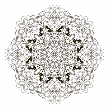 Mandala. Oriental ornament relaxing. Doodle Round figure Coloring