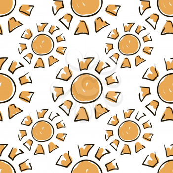 Sunny seamless pattern. Cute doodle suns. Summer Doodle seamless background