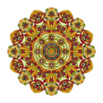 Mandala. Oriental pattern. Traditional round ornament. Turkey, Egypt, Islam. Doodle drawing. Relaxing picture. Red and orange tone