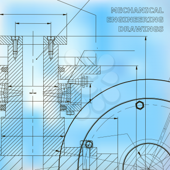 Backgrounds of engineering subjects. Technical illustration. Mechanical engineering. Technical design. Instrument making. Cover, banner, flyer, background. Blue