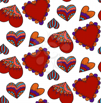 Cute seamless pattern. Doodle heart. Love. Heart. Valentine's Day. Hand drawing. Sketch. Modern background