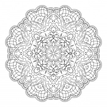 Traditional round coloring ornament. Oriental pattern. Mandala. Doodle drawing