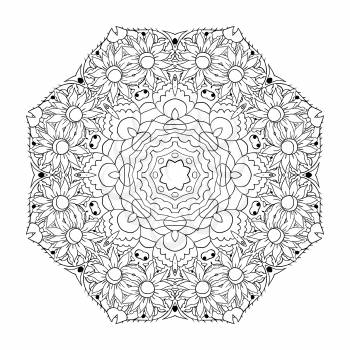 Traditional round ornament. Oriental pattern coloring. Mandala. Doodle drawing
