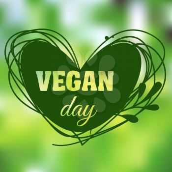 International Day for vegetarians. Nov. 1. Vegan Day. Heart Sticker