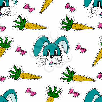 Kids, Cartoon seamless pattern. Lovely pictures for your creativity. Skarpbuking. Textiles, cartoon background. Hare, rabbit, carrot, bows