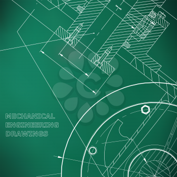 Light green background. Backgrounds of engineering subjects. Technical illustration. Mechanical engineering. Technical design. Instrument making