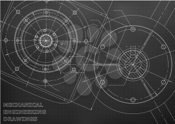 Mechanical engineering drawings. Vector background. Black. Points