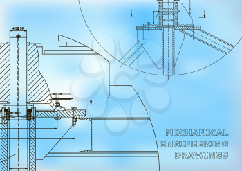 Mechanical engineering. Technical illustration. Background. Blue