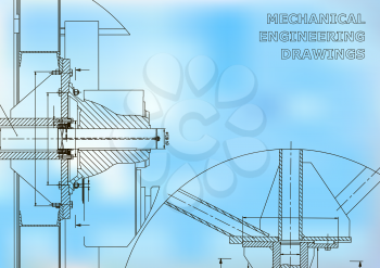 Mechanical engineering. Technical illustration. Blue and white