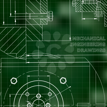 Mechanics. Technical design. Corporate Identity. Green background. Grid