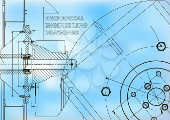 Technical illustration. Mechanical engineering. Blue