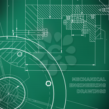 Backgrounds of engineering subjects. Technical illustration. Light green background