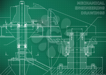 Mechanical engineering. Technical illustration. Backgrounds of engineering subjects. Technical design. Instrument making. Light green background. Points