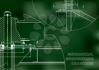 Mechanical engineering. Technical illustration. Green background