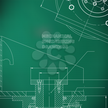 Mechanics. Technical design. Engineering style. Mechanical instrument making. Cover. Light green background