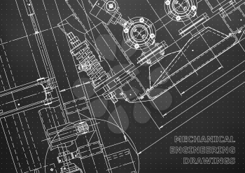 Blueprint. Vector engineering drawings. Mechanical instrument making. Technical abstract Black background. Points. Technical illustration, cover, banner