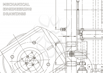 Vector engineering illustration. Instrument-making drawings. Mechanical engineering drawing. Computer aided design systems. Technical illustrations, backgrounds. Blueprint