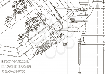 Vector engineering illustration. Mechanical engineering drawing. Instrument-making drawings. Computer aided design system