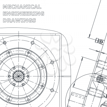 Blueprint, Sketch. Vector engineering illustration. Cover, flyer, banner, background. Instrument-making drawing. Mechanical. Corporate Identity