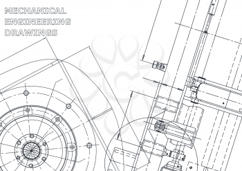 Blueprint. Vector engineering illustration. Cover, flyer, banner, background. Instrument-making drawings
