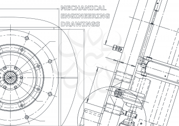 Blueprint. Vector engineering illustration. Cover, flyer, banner, background. Instrument-making drawings. Mechanical engineering drawing