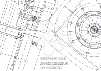 Blueprint. Vector engineering illustration. Cover, flyer, banner, background. Instrument-making drawings. Mechanical engineering drawing. Technical illustrations, backgrounds