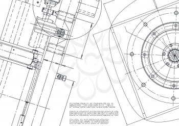 Blueprint. Vector engineering illustration. Cover, flyer, banner, background. Instrument-making drawings. Mechanical engineering drawing. Technical illustrations, backgrounds. Scheme, Outline, Plan