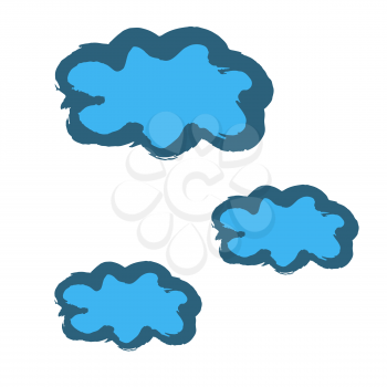 Clouds icon. Hand drawing paint, brush drawing. Isolated on a white background. Decorative element. Doodle grunge style icon. Outline, cartoon illustration
