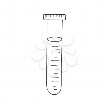 Contour medical icons. Vector illustration in hand draw style. Image isolated on white background. Medical tools. Test tube