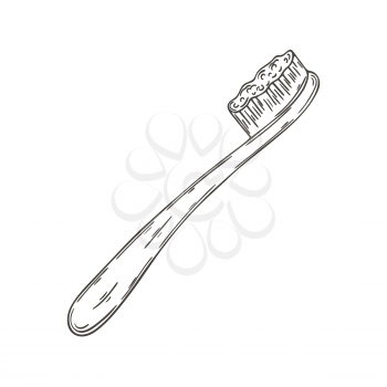 Contour Medical icon. Vector illustration in hand draw style. Isolated on white background. Medical instrument. Toothbrush