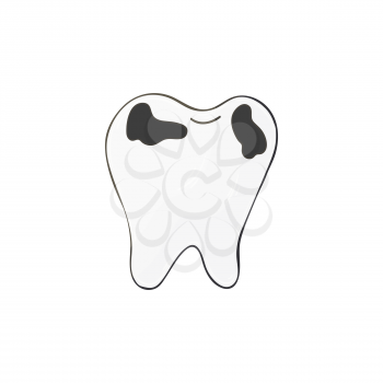 Medical icon. Isolated. Vector illustration in hand draw style. Medical instrument. Sore tooth. Caries