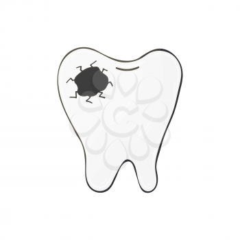 Medical icon. Vector illustration in hand draw style. Image is isolated on a white background. Medical instrument. Sore tooth. Caries