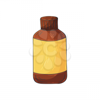 Medical icon. Vector illustration in hand draw style. Image isolated on white background. Medical instrument. Jar of medicine