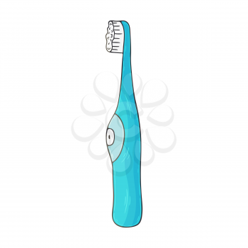 Medical icon. Vector illustration in hand draw style. Image isolated on white background. Medical instrument. Mechanical toothbrush