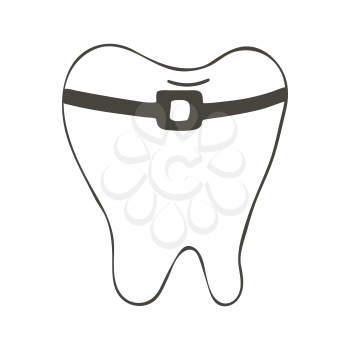 Medical icon. Vector illustration in hand draw style. Isolated. Medical instrument. Sore tooth. Braces
