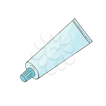 Medical icon. Vector illustration in hand draw style. Isolated on white background. Medical instrument. Toothpaste