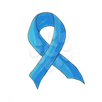 Vector icon in hand draw style. Image isolated on white background. Blue ribbon. Against tuberous sclerosis