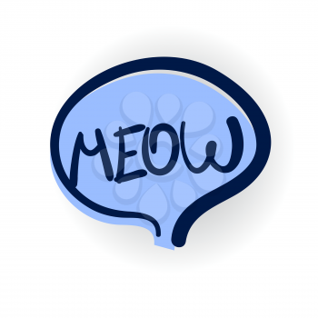 meow, cat, cute lettering, cartoon exclusive font label tag expression, sounds illustration with shadow. Comic text sound effects. Vector bubble icon speech phrase. Comics book balloon