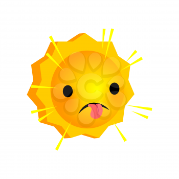 Vector illustration show tongue sunny smile icon. Face emoji yellow icon. Smile cute funny emotion face on isolated background. Happy feelings, expression for message, sms.