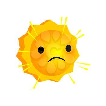 Vector illustration upset sunny smile icon. Face emoji yellow icon. Smile cute funny emotion face on isolated background. Happy feelings, expression for message, sms.