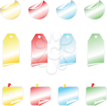 colored shining vector stickers with  bend corners