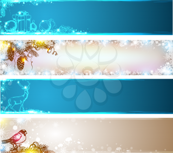Vector Christmas banners with Christmas tree and decorations