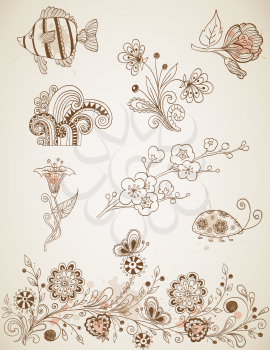 vector hand drawn doodle elements for design