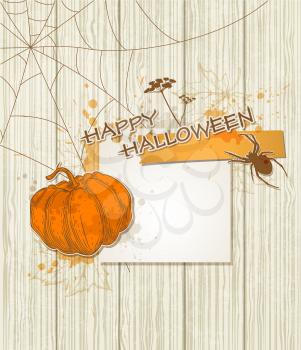 Vector Halloween background with paper and pumpkin