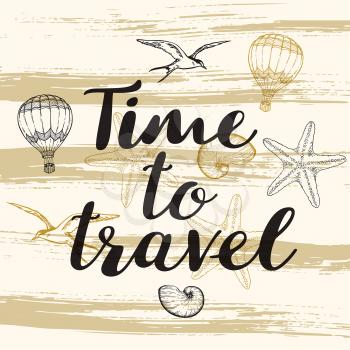 Abstract travel background with lettering Time to travel